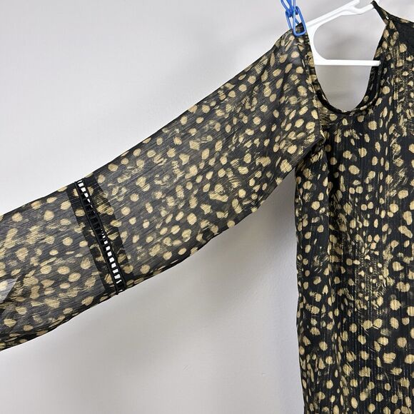 New Michael Kors Women's Size Medium Blouse Cold Shoulder Tunic Top Lined Dots - Picture 2 of 8